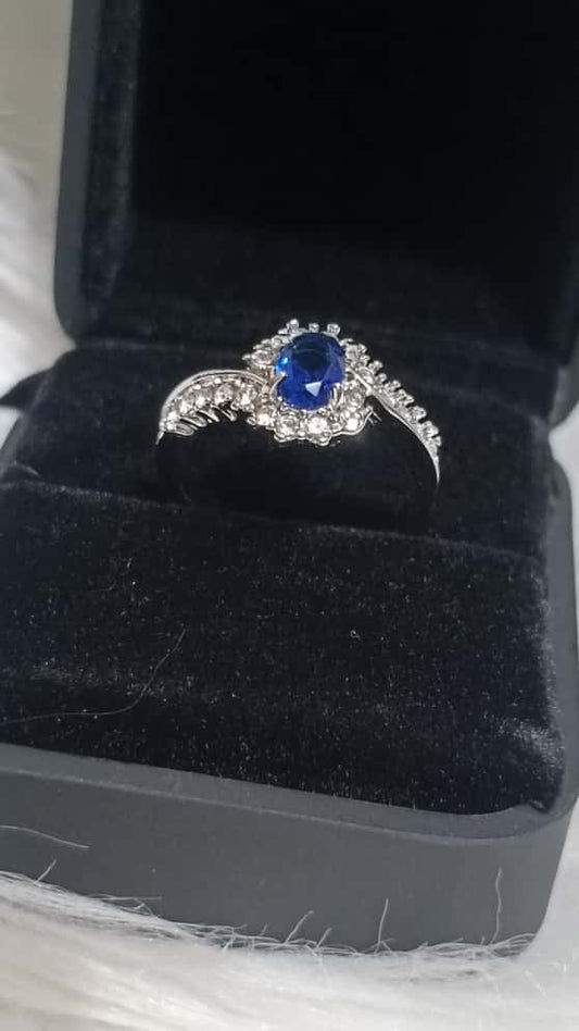Elegant Blue Sapphire and Diamond Accent Ring