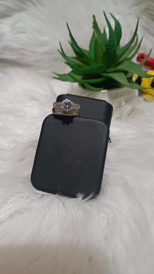 Classic Silver Bridal Ring Set with Solitaire & Matching Band