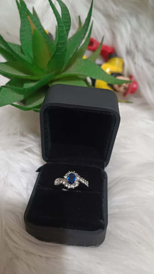 Elegant Blue Sapphire and Diamond Accent Ring