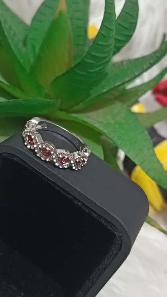Romantic Heart-Shaped Pink Gemstone Ring with Winged Design