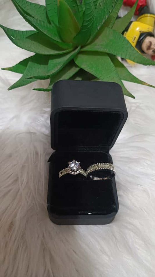 Classic Silver Bridal Ring Set with Solitaire & Matching Band